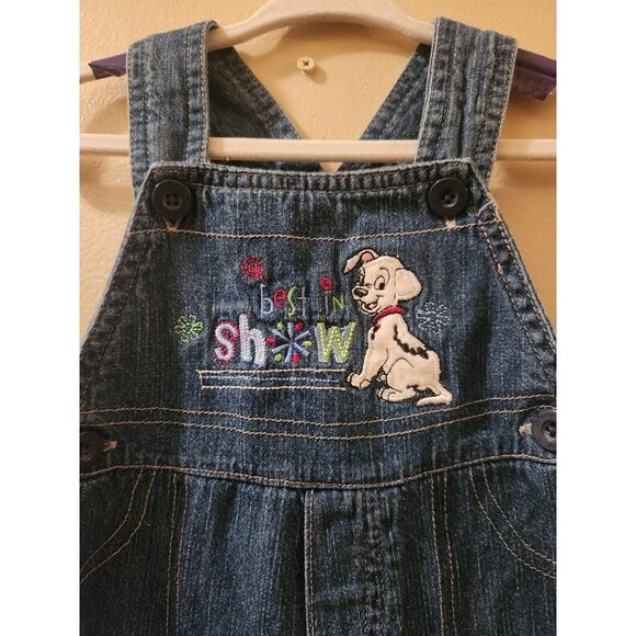 Vintage Disney 101 Dalmations Lucky Embroidered Denim Baby Overalls 6-9 Months - Picture 2 of 4